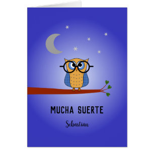 Spanish good luck personalised owl
