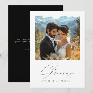 Spanish Gracias Elegant Calligraphy Wedding Thank You Card