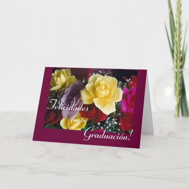 Spanish:Graduacion / Graduation flower Card (Front)