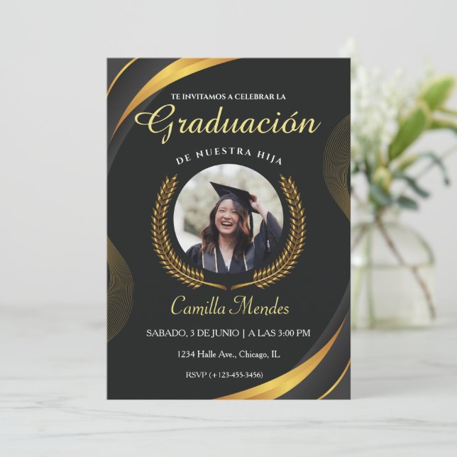 Spanish Graduates Invitation Elegant Graduation  (Standing Front)