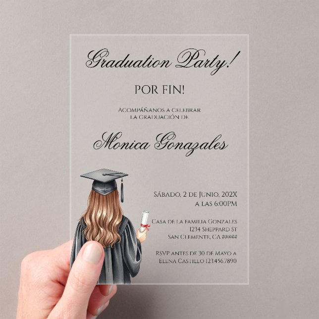 Spanish graduation  acrylic invitations (Insitu (Handheld))