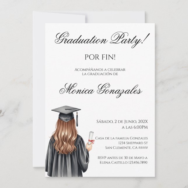 Spanish graduation  invitation (Front)