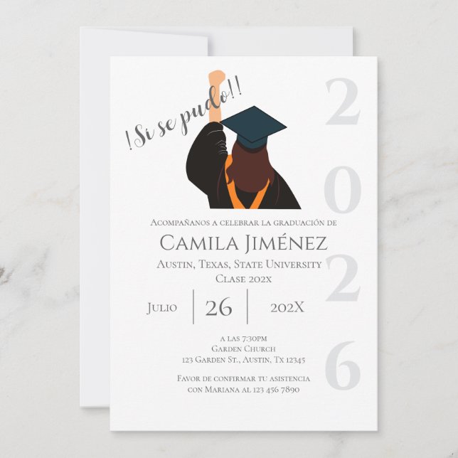 Spanish Graduation Invitation: Class of 2026 Invitation (Front)