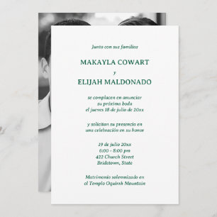 Spanish Green and White Wedding Reception Invitation