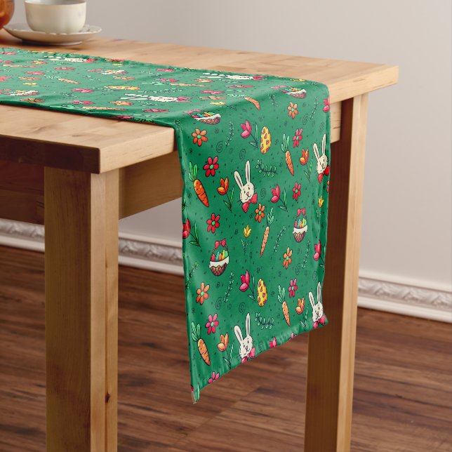 Spanish Green Easter Pattern Table Runner (In Situ)