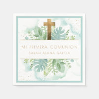 Spanish, Greenery Boy/Girl First Communion Blue