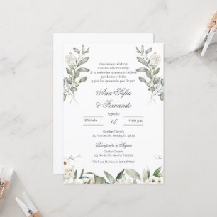 Spanish Greenery Floral Wedding Invitation