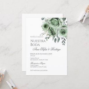 Spanish Greenery Floral Wedding Invitation