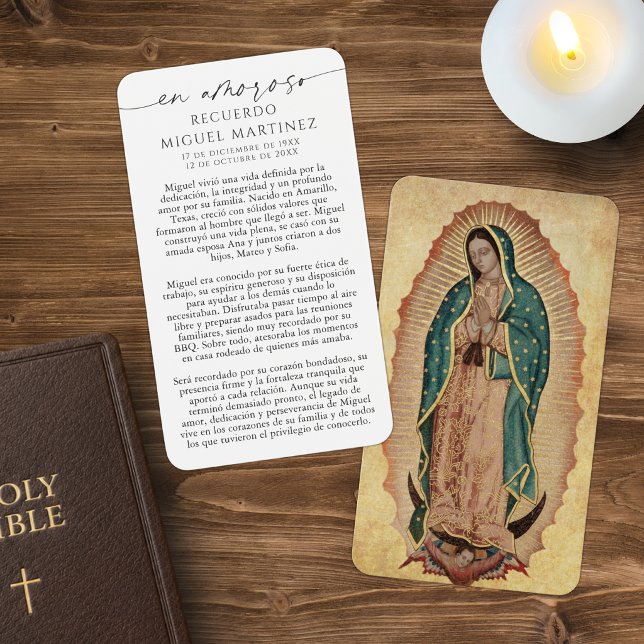 Spanish Guadalupe In Loving Memory Prayer Card (Creator Uploaded)