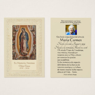 Spanish Guadalupe Mary Funeral Prayer  Holy Card