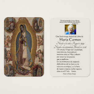 Spanish Guadalupe Mary Funeral Prayer  Holy Card