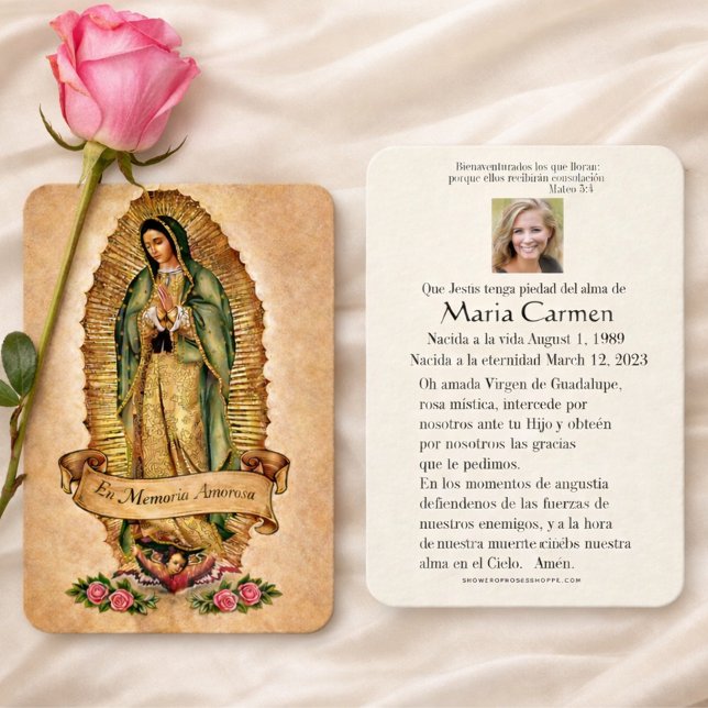 Spanish Guadalupe Mary Funeral Prayer  Holy Card (Creator Uploaded)