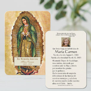 Spanish Guadalupe Mary Funeral Prayer  Holy Card
