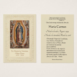 Spanish Guadalupe Mary Funeral Prayer  Holy Card
