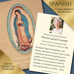 Spanish Guadalupe Photo Funeral Prayer Holy Card
