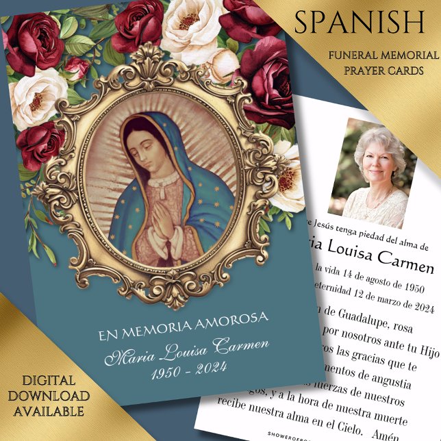 Spanish Guadalupe Photo Funeral Prayer Holy Card (Creator Uploaded)
