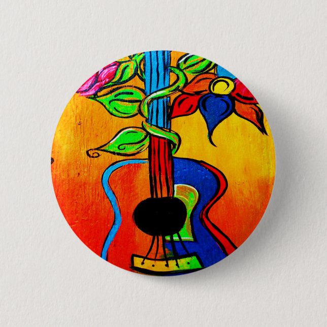 Spanish Guitar 6 Cm Round Badge (Front)