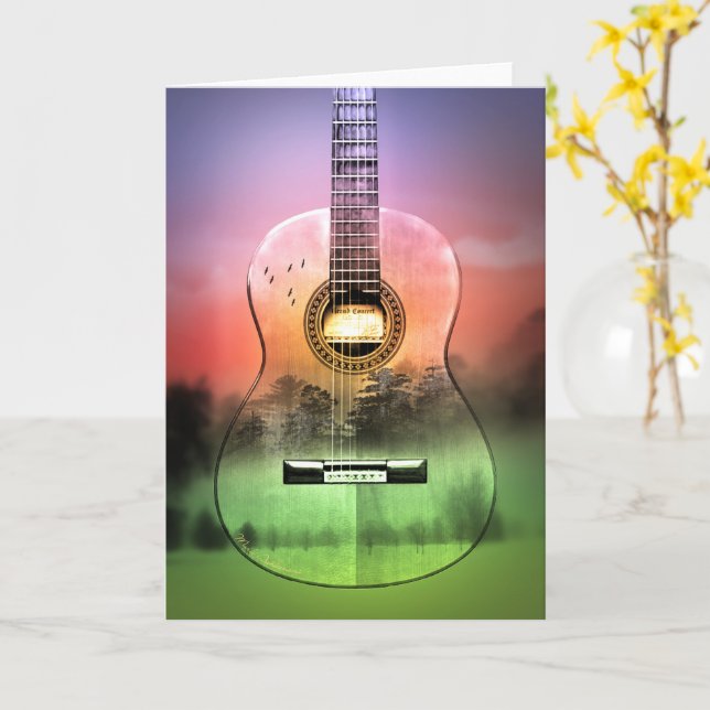 Spanish guitar Greeting Card (Yellow Flower)