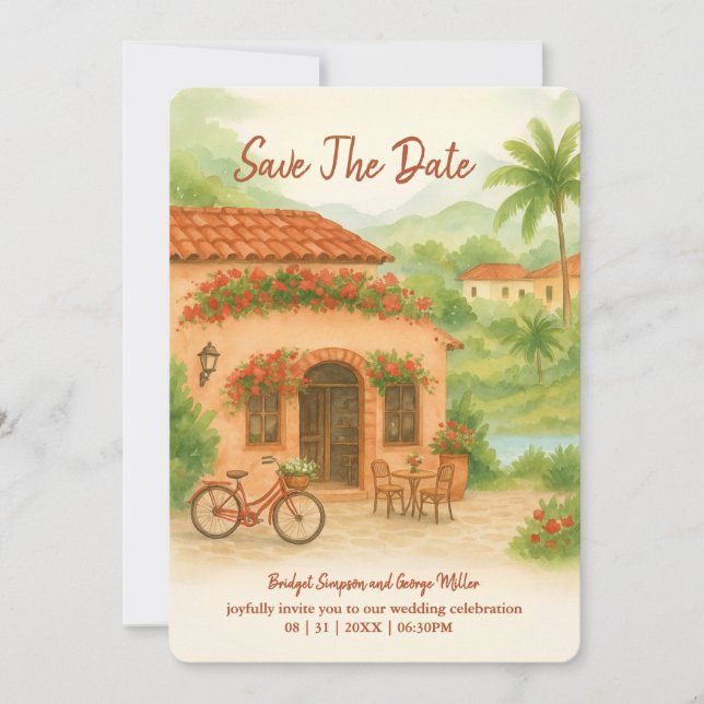 Spanish Hacienda Destination wedding Save the Date Invitation (Front)