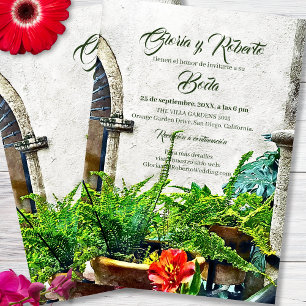 Spanish, Hacienda Patio Mexican Wedding Invitation