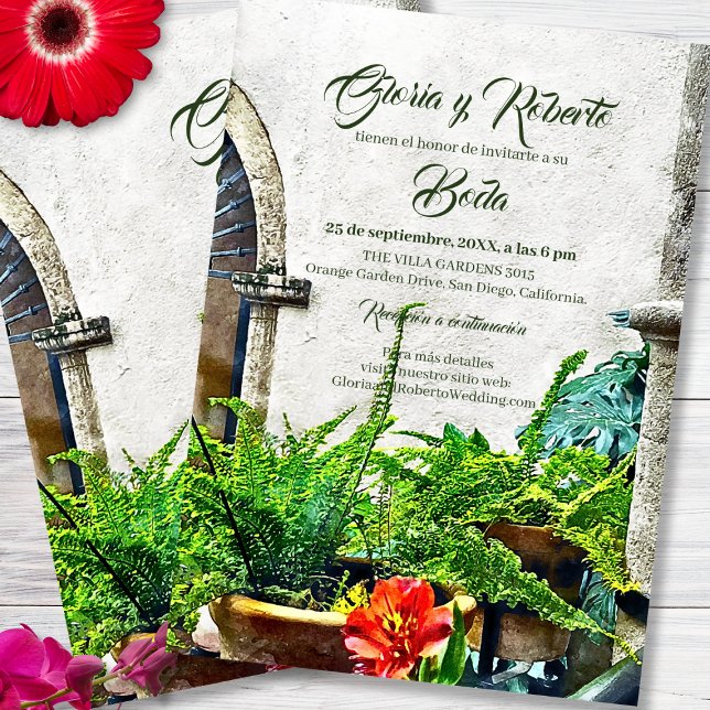 Spanish, Hacienda Patio Mexican Wedding Invitation (Creator Uploaded)