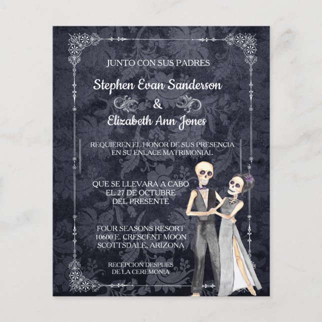 Spanish Halloween Wedding Skeletons Day of Dead In Flyer (Front)