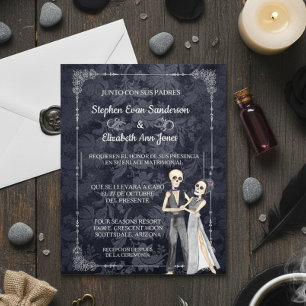 Spanish Halloween Wedding Skeletons Day of Dead In Flyer