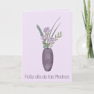 Spanish Happy Mother’s Day Purple Rose Bouquet Card
