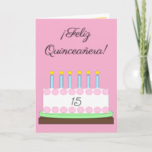 Spanish Happy Quinceañera:  Pink Card