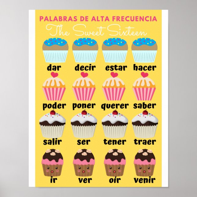 Spanish high frequency words Sweet 16 Poster (Front)
