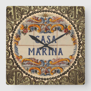 Spanish House Sign (text customisable) Clock