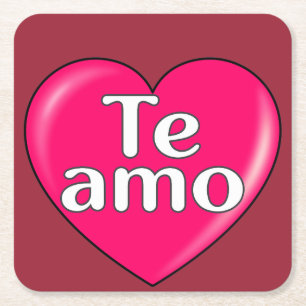 Spanish - I love you Square Paper Coaster