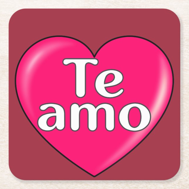 Spanish - I love you Square Paper Coaster (Front)