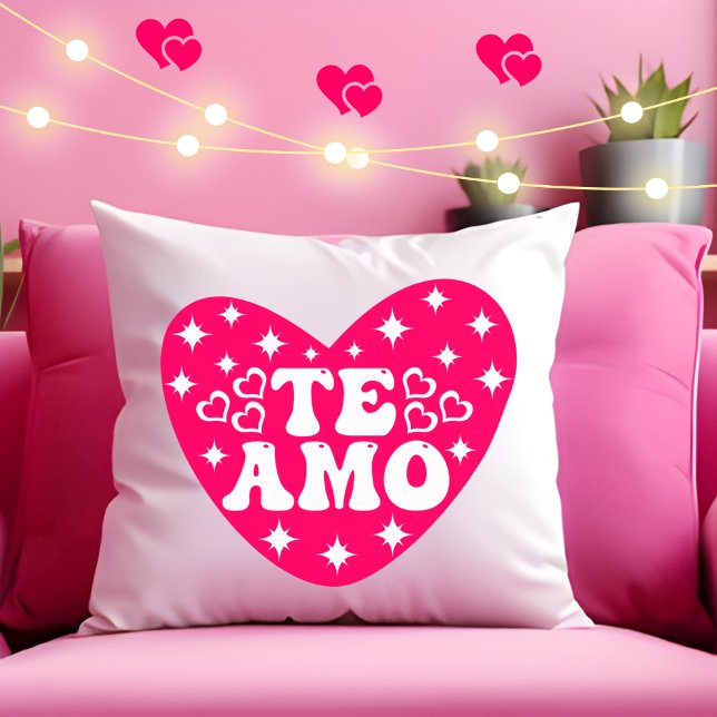Spanish I Love You Te Amo Pink Valentine's Day Cushion (Creator Uploaded)