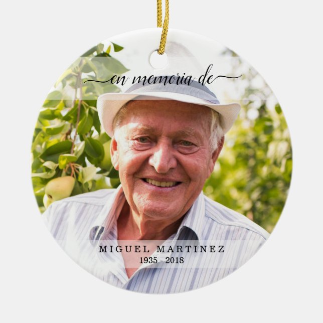 Spanish In Loving Memory Funeral Sympathy Ceramic Ornament (Front)