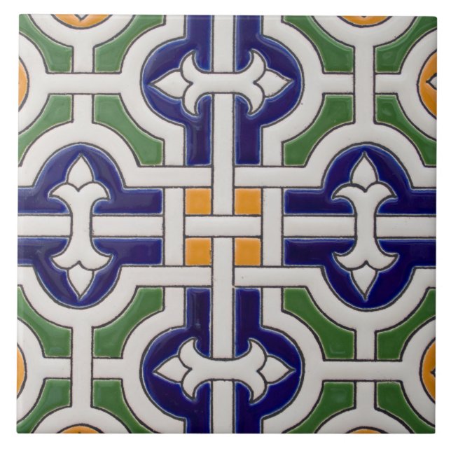 Spanish Interlocking Geometric Ceramic Tile (Front)