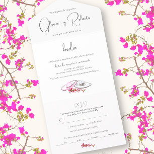 Spanish, Invitación a Boda Sombrero Charro Wedding All In One Invitation