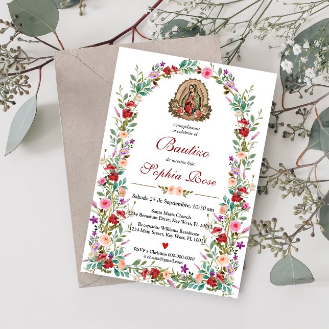 Spanish Invitacion De Bautizo Floral Baptism Invitation (Creator Uploaded)