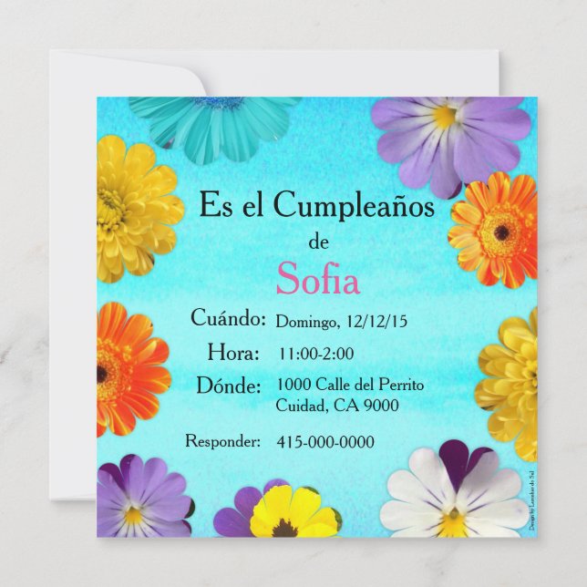 Spanish: Invitación de cumpleaños/ Birthday Invitation (Back)