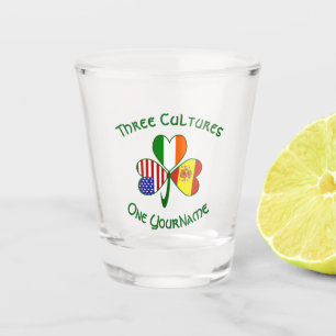 Spanish Irish American Flag Shamrock Personalise Shot Glass