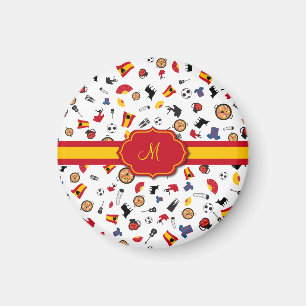 Spanish items with flag to add your monogram magnet