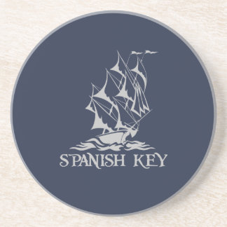 Spanish Key Sandstone Coasters - Grey Logo