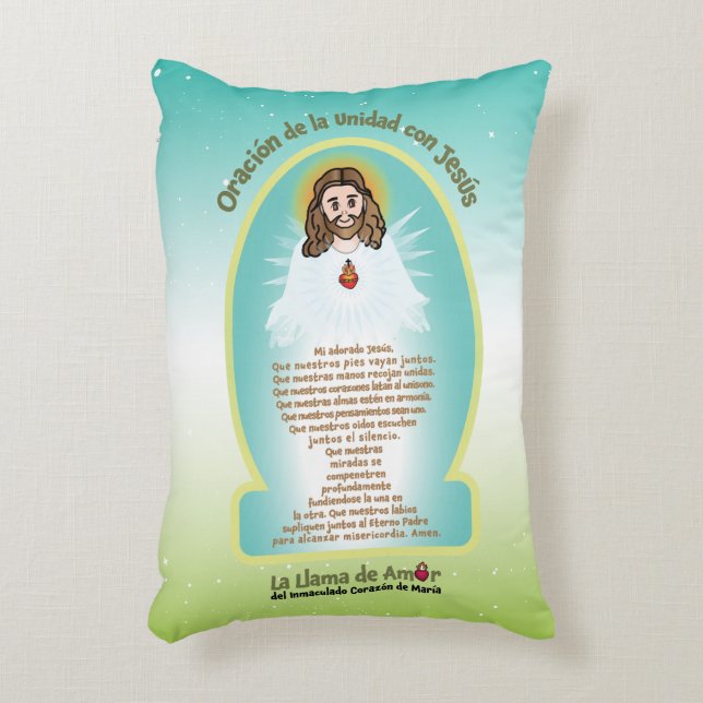Spanish Kids FOL Mama Mary Icon + Unity Prayer  Decorative Cushion (Front(Vertical))