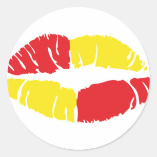spanish kiss mouth classic round sticker