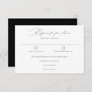 Spanish Language Nuestra Boda Negro Caligrafía RSVP Card