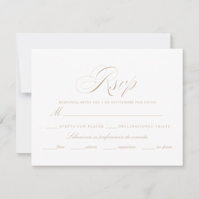 Spanish Language Nuestra Boda RSVP Card (Front)