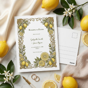 Spanish Lemon Art Nouveau Reserva la Fecha  Postcard