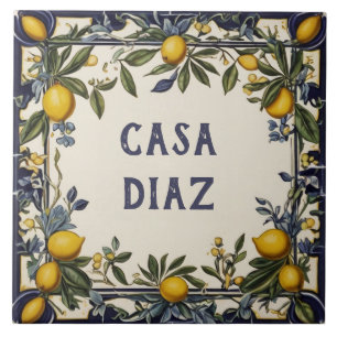 Spanish Lemon Custom House Name Plate Plaque Sign Ceramic Tile