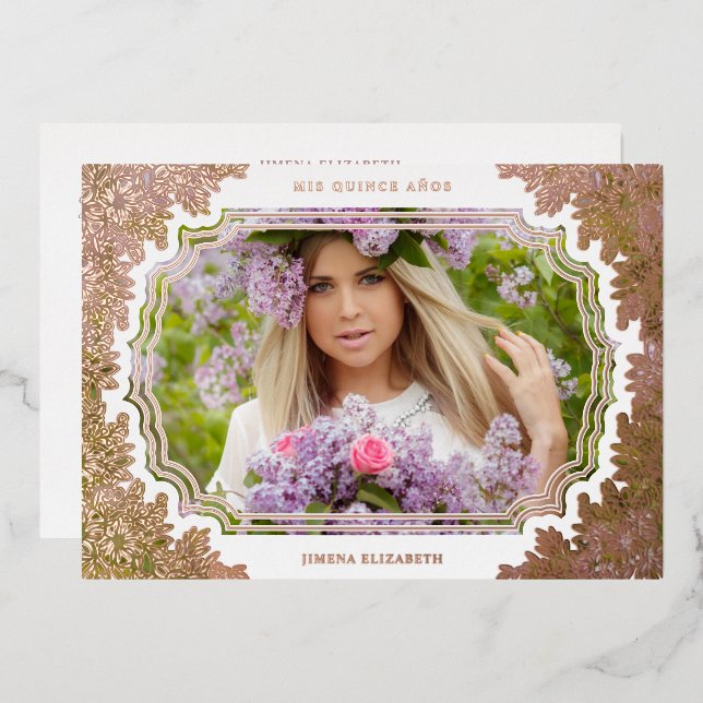 Spanish Luxury Lace Effect Frame Mis XV Años Photo (Front/Back)