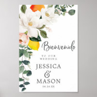 Spanish Magnolia Citrus Wedding Welcome Sign
